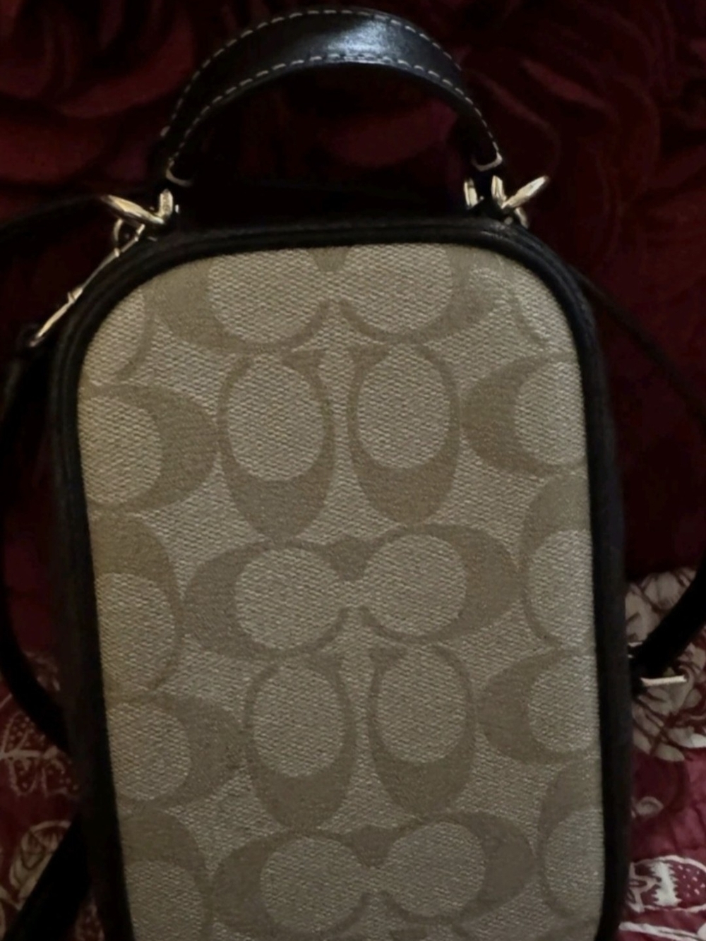 Coach Beige Signature Canvas Crossbody with Black Trim - Picture 3 of 5